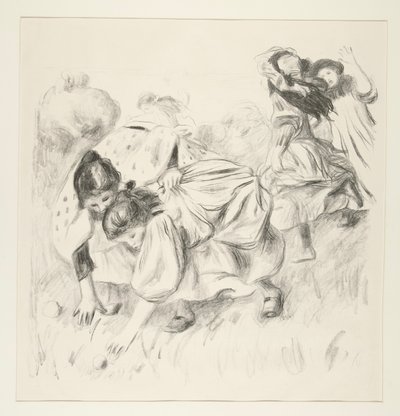 遊んでいる子供たち？ ボール (子供たちのボール遊び) 作： Pierre Auguste Renoir