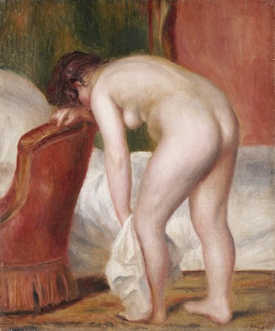 自分を乾かす女性のヌード、1909年頃 作： Pierre Auguste Renoir