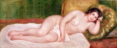 ソファの上での女性のヌード 作： Pierre Auguste Renoir