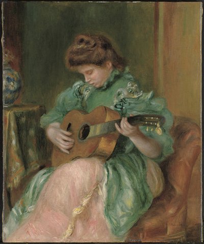 ギターを持つ女性、c。 1896-1897（キャンバスに油彩） 作： Pierre Auguste Renoir