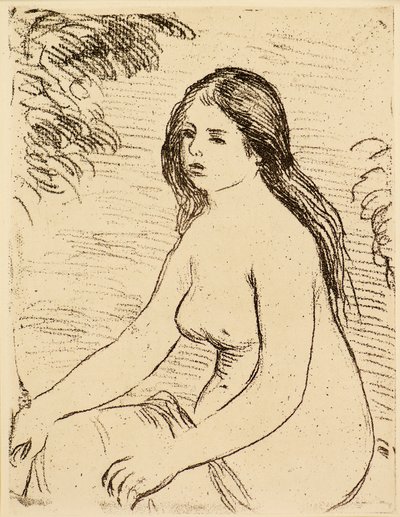 着席ヌード女性【ヌード入浴者】 作： Pierre Auguste Renoir