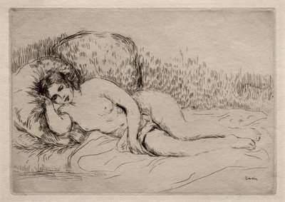 横になっている裸の女性。 作： Pierre Auguste Renoir