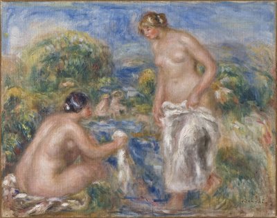 ルノワール、ピエール・オーギュスト（1841-1919）作「水浴する女性たち」。1915-1916年頃、キャンバスに油彩。寸法：40,5x51 cm。ストックホルム国立博物館 作： Pierre Auguste Renoir