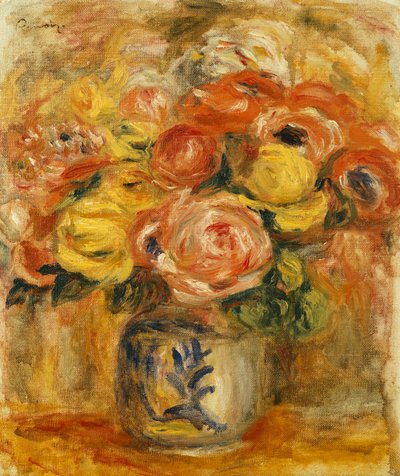青と白の花瓶の花。青と白の花瓶の花、1915年 作： Pierre Auguste Renoir