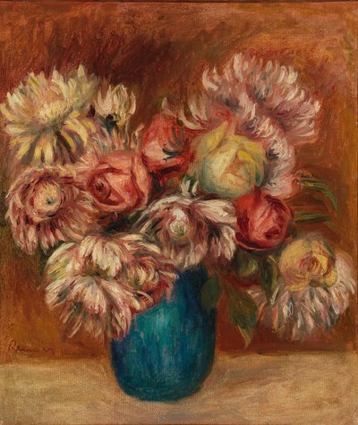 緑の花瓶の花 作： Pierre Auguste Renoir