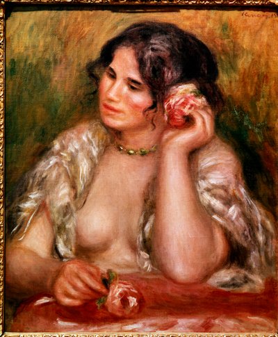 ガブリエルはバラを持っている（油彩・キャンバス 作： Pierre Auguste Renoir