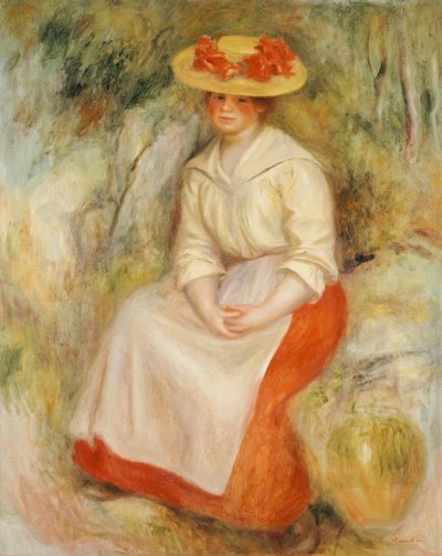 麦わら帽子のガブリエル、1900 作： Pierre Auguste Renoir