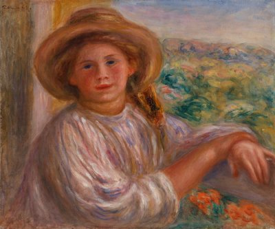 バルコニーの少女、カーニュ 作： Pierre Auguste Renoir