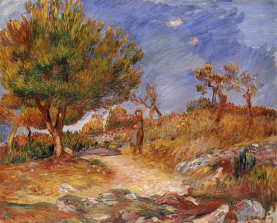 パス上の女の子。歩道上の少女、1882-83年 作： Pierre Auguste Renoir