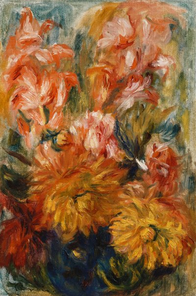 青い花瓶のグラジオラス;青い花瓶のグラジオラス、 作： Pierre Auguste Renoir