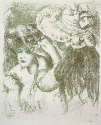 ハットピン、最初のボード; Le Chapeau Epingle、Premiere Planche、c1897 作： Pierre Auguste Renoir