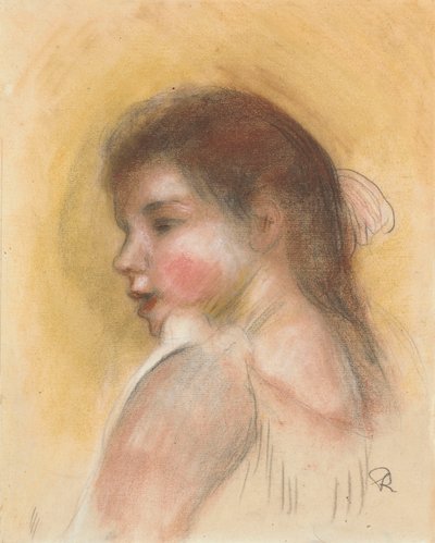 プロフィールの若い女の子の頭 作： Pierre Auguste Renoir