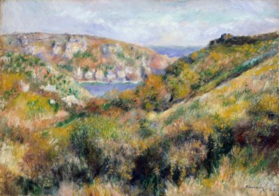 ムーラン・ユエ湾周辺の丘、ガーンジー、1883年。 作： Pierre Auguste Renoir
