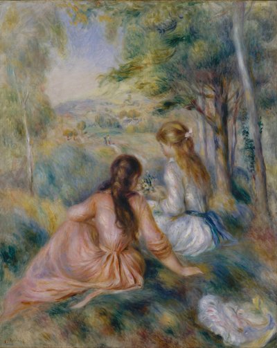 牧草地で、1888-92。 作： Pierre Auguste Renoir