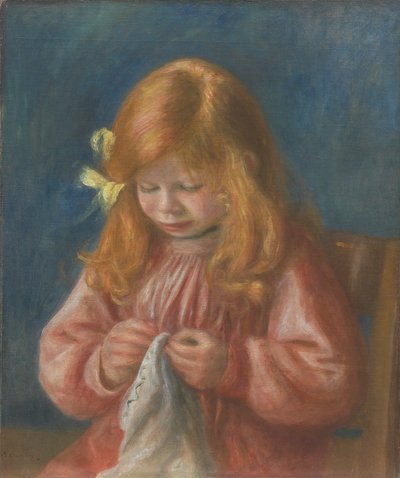 ジャン・ルノワール・ソーイング、1899-1900 作： Pierre Auguste Renoir