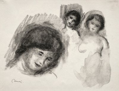 3つのスケッチのある石。 作： Pierre Auguste Renoir