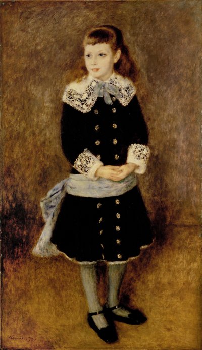 青いベルトの少女...（キャンバスに油彩） 作： Pierre-Auguste Renoir