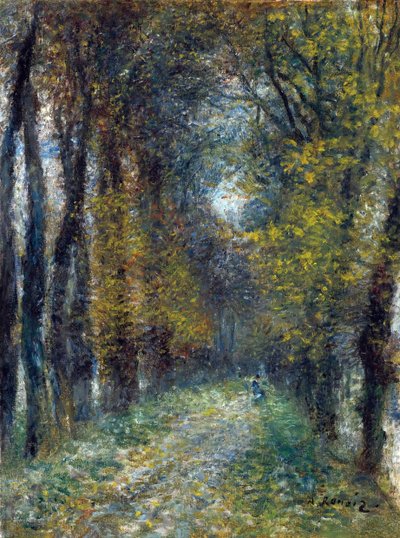 ピエール・オーギュスト・ルノワール（1841-1919）の絵画「屋根付きの路地 作： Pierre Auguste Renoir