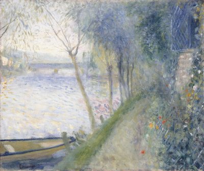 セーヌ川のほとりにあるポンダルジャントゥイユのある風景 作： Pierre Auguste Renoir