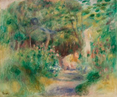 ガーデニングをする女性のいる風景 作： Pierre Auguste Renoir
