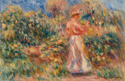 ピンクと白の女性のいる風景 作： Pierre Auguste Renoir