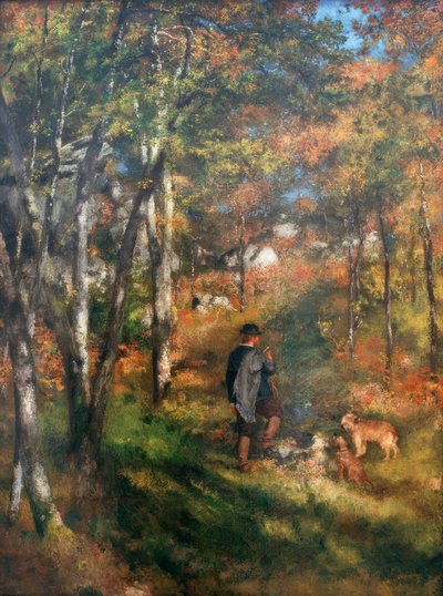 画家ジュールルクールとFoの森の彼の犬 作： Pierre Auguste Renoir