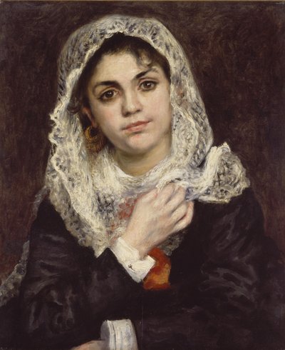 白いショールに身を包む、1872年頃 作： Pierre Auguste Renoir