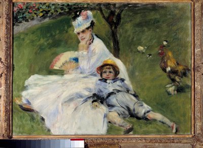 モネ夫人と息子、アルジャントゥイユの庭にて 作： Pierre Auguste Renoir