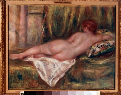 背中から見た裸の層 あるいは風呂上がりの休息 ピエール・オーギュスト・ルノワール（1841-1919）の絵画 1909年 日。0,41x0,52 m パリ、オルセー美術館。 作： Pierre Auguste Renoir