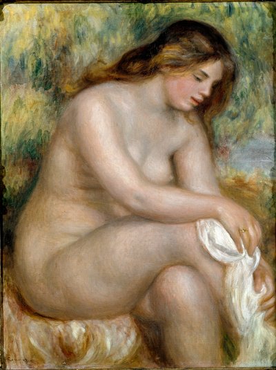 裸で座っている（足を拭く） 作： Pierre Auguste Renoir