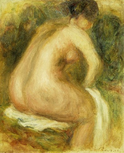 裸の女性の入浴;着席の裸の女性、1910 作： Pierre Auguste Renoir