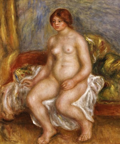 緑のクッションのヌード女性、1909 作： Pierre Auguste Renoir