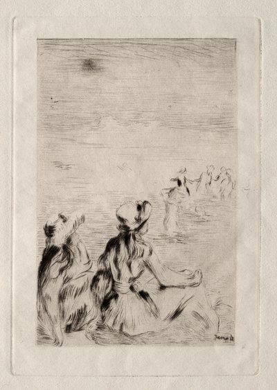 オン ザ ビーチ アット ベルネヴァル 作： Pierre Auguste Renoir