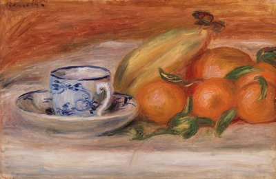 オレンジ、バナナ、ティーカップ 作： Pierre Auguste Renoir