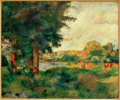 大きな木があるイルドフランスの風景 作： Pierre Auguste Renoir