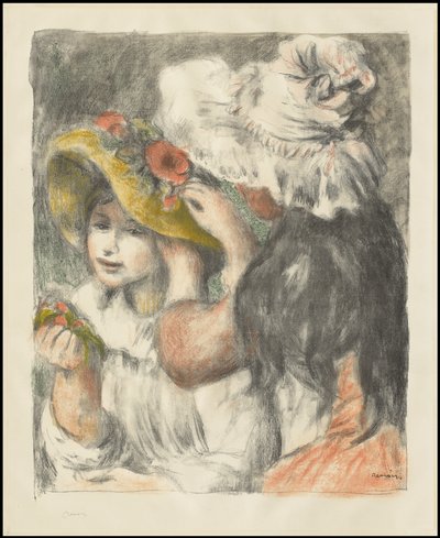 帽子の固定：2番目のプレート、c.1898 作： Pierre Auguste Renoir