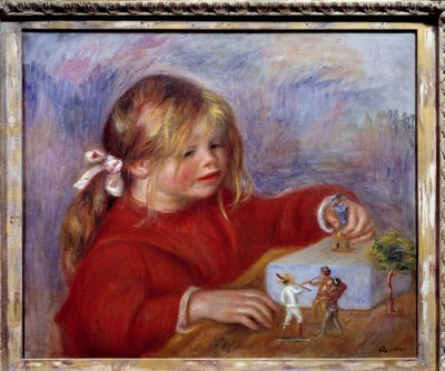 遊んでいるクロード・ルノワールの子供の肖像。ピエール・オーギュスト・ルノワール（1841-1919）の絵画 作： Pierre Auguste Renoir