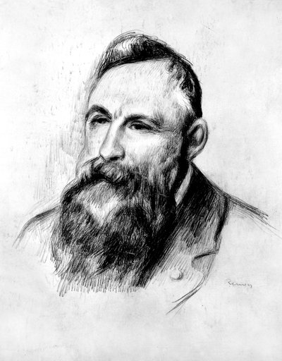 フランスの彫刻家オーギュストロダンの肖像、1914年 作： Pierre Auguste Renoir