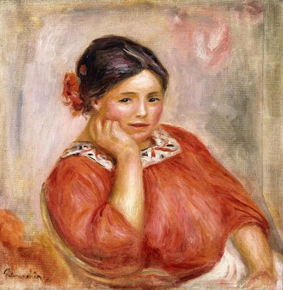 赤いブラウスを着たガブリエルの肖像、1896年 作： Pierre Auguste Renoir