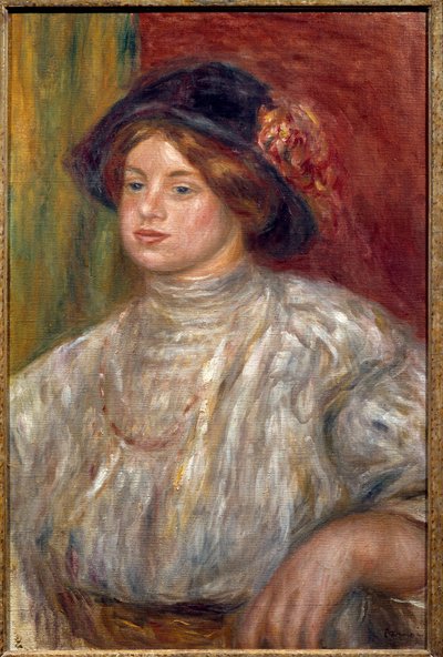 帽子をかぶったガブリエルの肖像、1915年頃（キャンバスに油彩） 作： Pierre Auguste Renoir