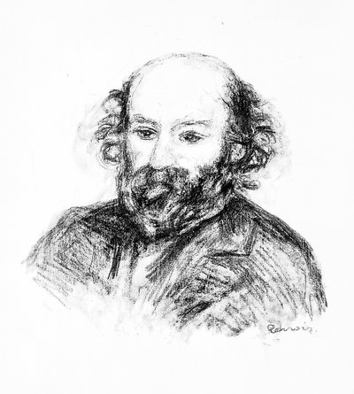 ポール・セザンヌの肖像、1902年頃（リトグラフ） 作： Pierre Auguste Renoir