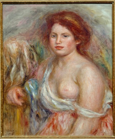 ピエール・オーギュスト・ルノワールによるバストペインティングのモデルの肖像 作： Pierre Auguste Renoir