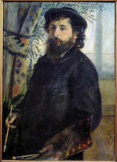 画家クロード・モネ(1840-1926)の肖像 ピエール・オーギュスト・ルノワール(1841-1919)の絵画 1875年 Sun.0,85x0,6 m Paris, musee d