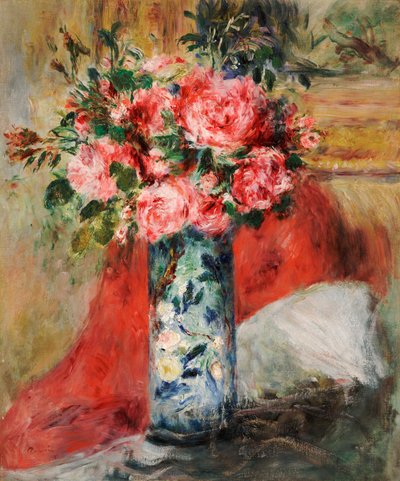 花瓶のバラと牡丹 作： Pierre Auguste Renoir