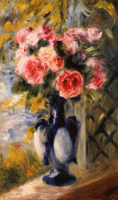 青い花瓶のバラ、1892 作： Pierre Auguste Renoir