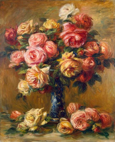花瓶のバラ、c1910。 作： Pierre Auguste Renoir