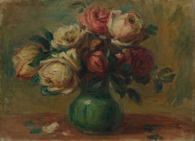 花瓶のバラc。 1890 作： Pierre Auguste Renoir