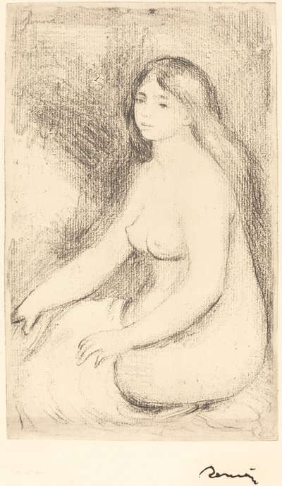 着席した水浴者ベニュウズ・アシス、c。 1905年。 作： Pierre Auguste Renoir