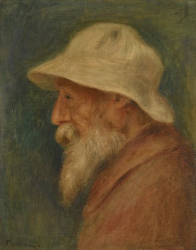 白い帽子の自画像、1910 作： Pierre Auguste Renoir