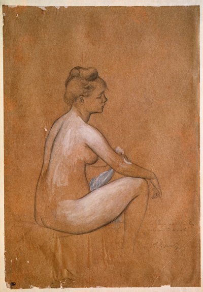 座る浴女絵画：ピエール・オーギュスト・ルノワール（Pierre-Auguste 作： Pierre Auguste Renoir